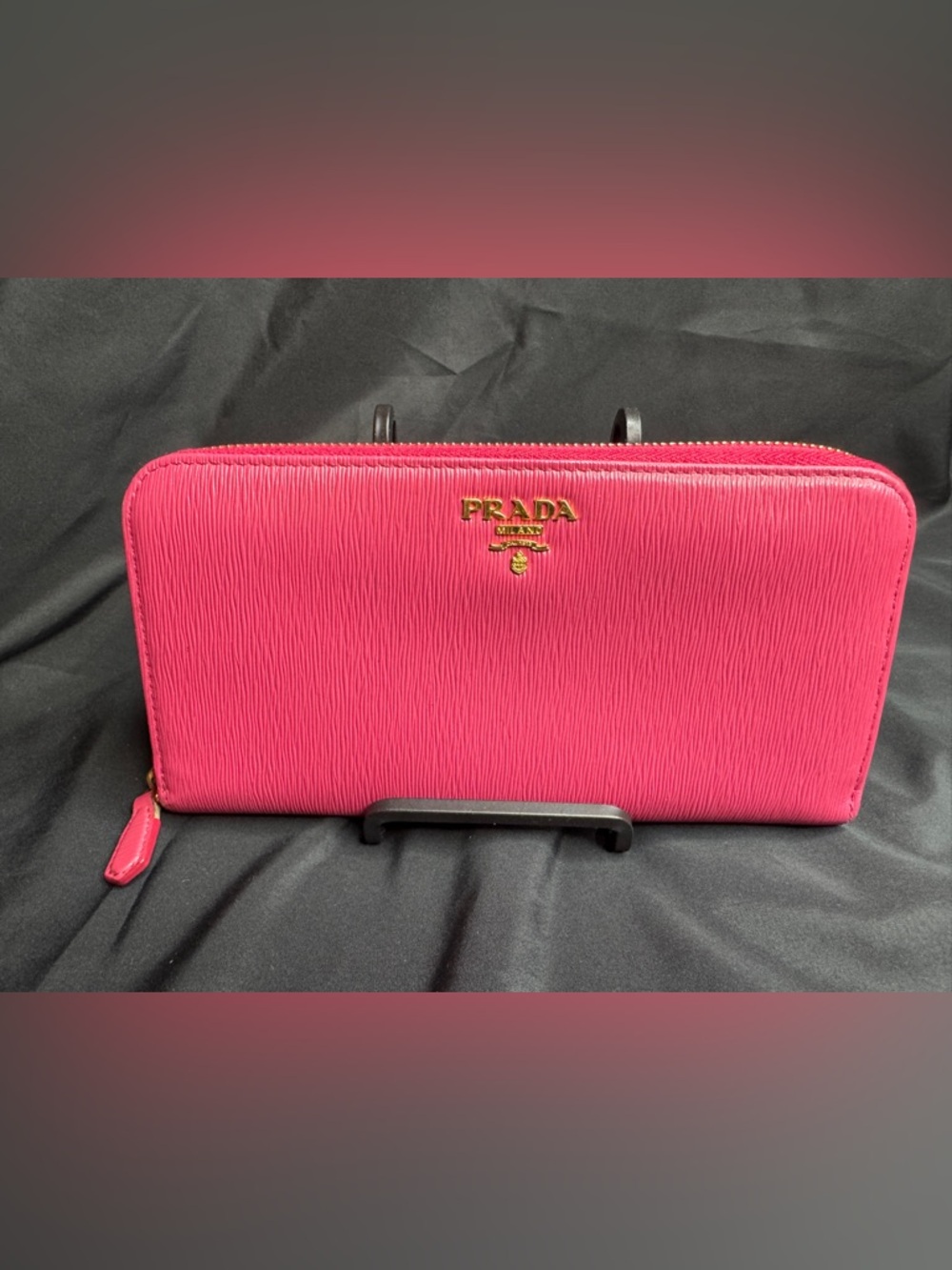 Prada Pink Vitello Move Long Zip-Around Wallet